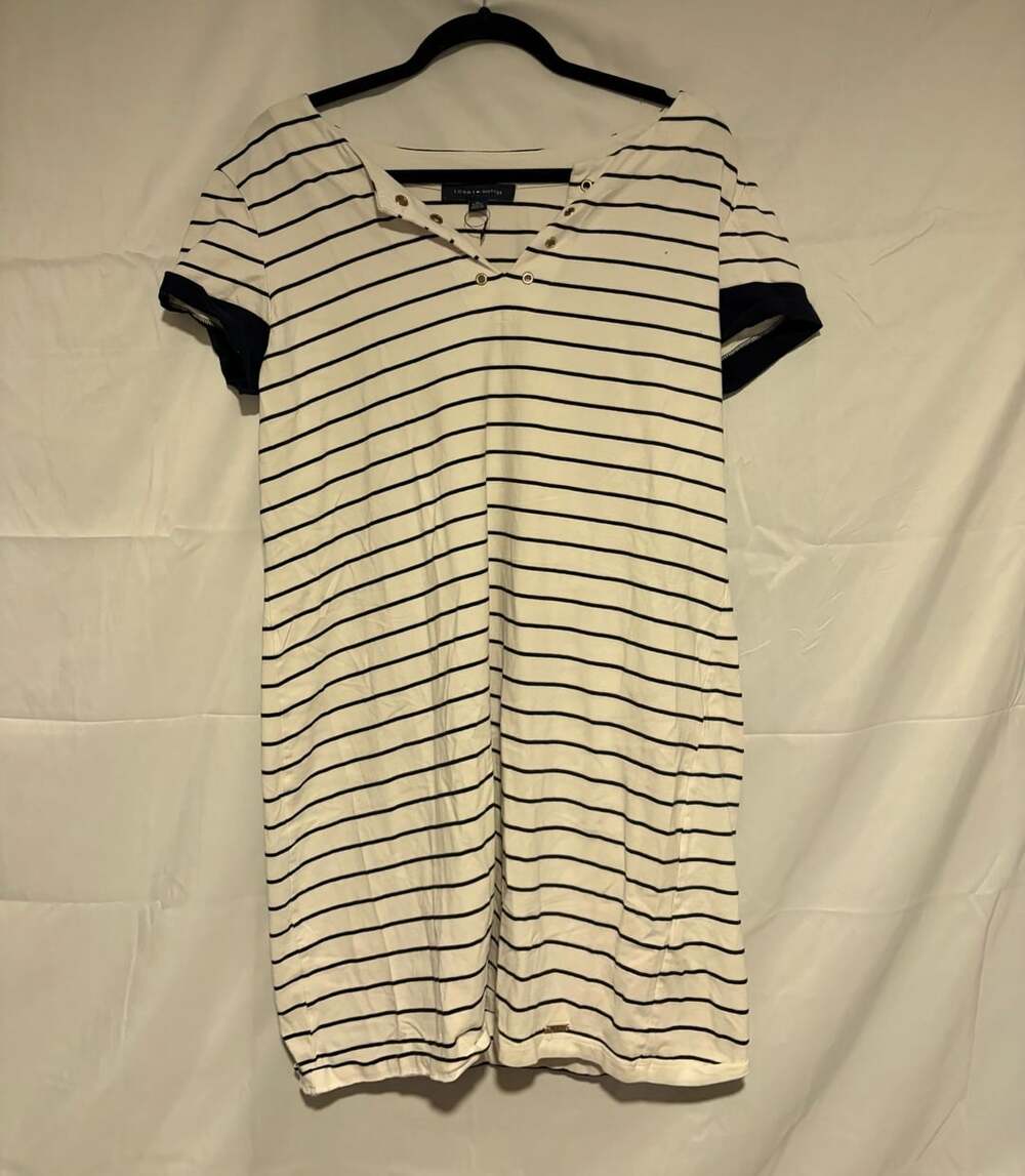 Tommy Hilfiger Striped T-Shirt Dress Size L White Navy